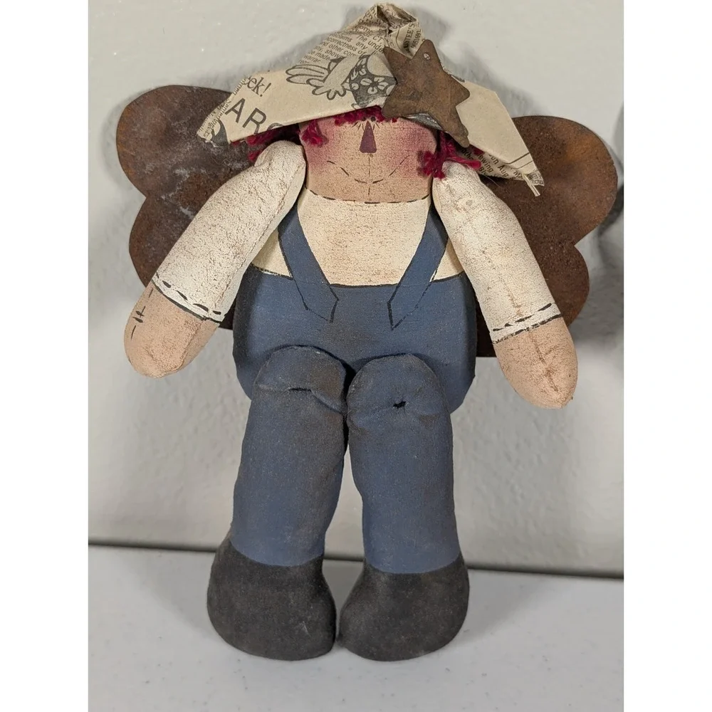 Primitive Raggedy Ann Rag Doll Ornament Lot Handmade Country Farmhouse Decor